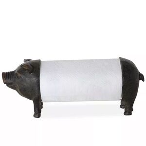 3R Studios Antiqued Bronze Pig Paper Towel Ribbon Holder Farmhouse Kitchen